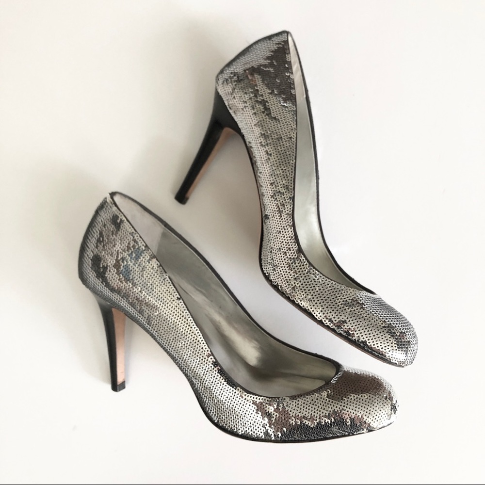 REPORT Signature Silver Sequin Heels / Pumps